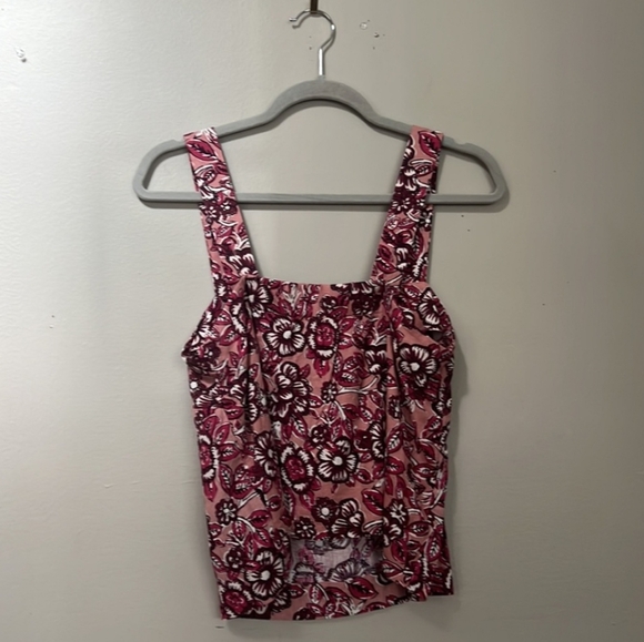 Faherty Pacifica Floral Print Square Neck Linen Boxy Tank - Picture 8 of 9